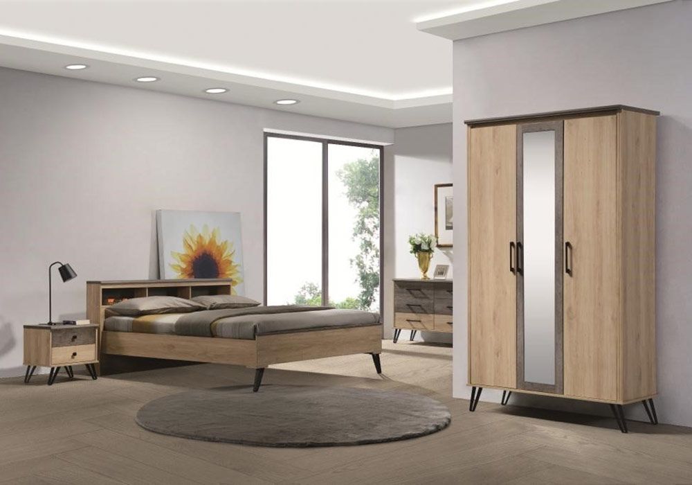 Armoire 2 Portes avec Miroir (Collection Caria) – Image 2