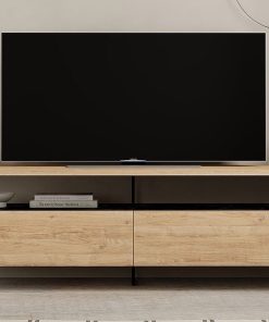 Meuble TV 2 Portes avec Abattant (Collection Dilly Chêne)
