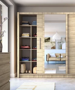 Armoire 3 Portes Coulissantes avec Miroir Baku