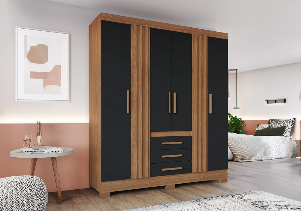 Armoire 4 Portes 3 Tiroirs