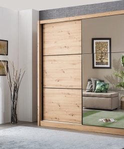 Armoire 2 Portes Coulissantes avec Miroir Navara
