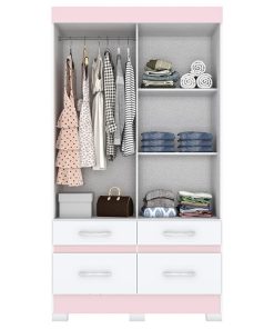 Armoire 2 Portes Coulissantes 4 Tiroirs